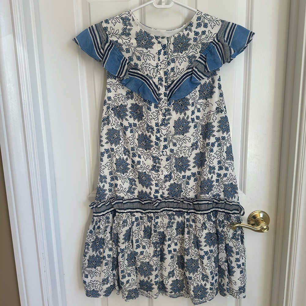 Floral Blue and White Kids Dress